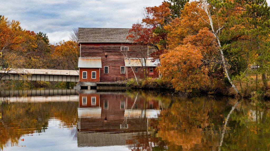 Scenic fall colors at Dells Mill Pond, Wisconsin