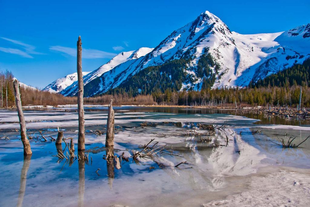 Alaska, Turnagain Arm Frozen Lake