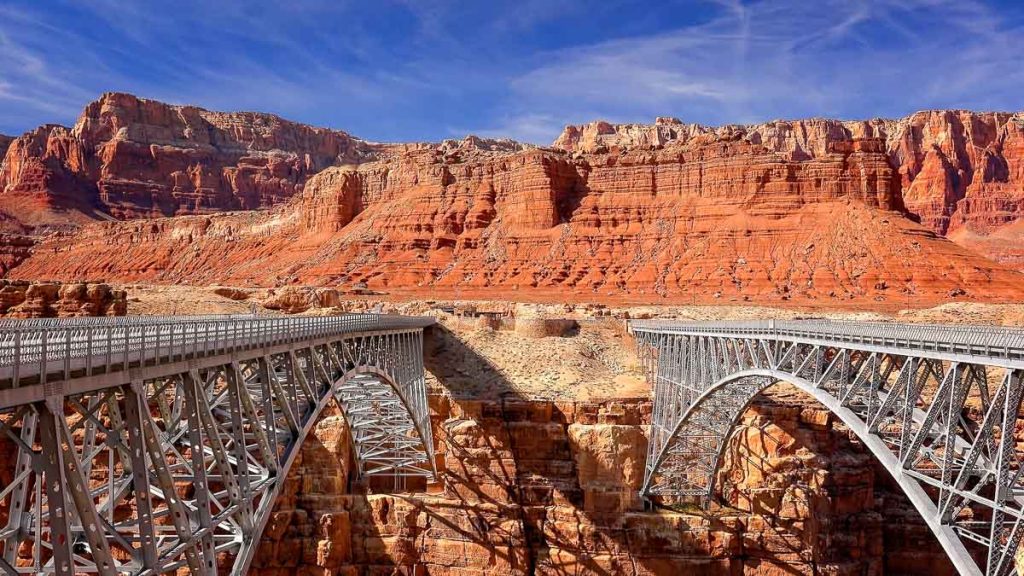 Historic Navajo Bridge spans Marble Canyon in northern Arizona