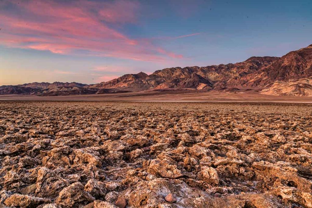 Sunrise view at Badwater Basin in Death Valley National Park.