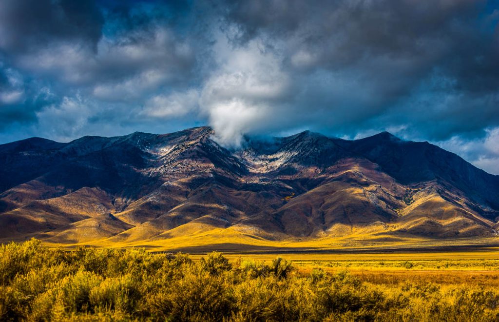 Thick clouds over Ruby Mountains nevada
