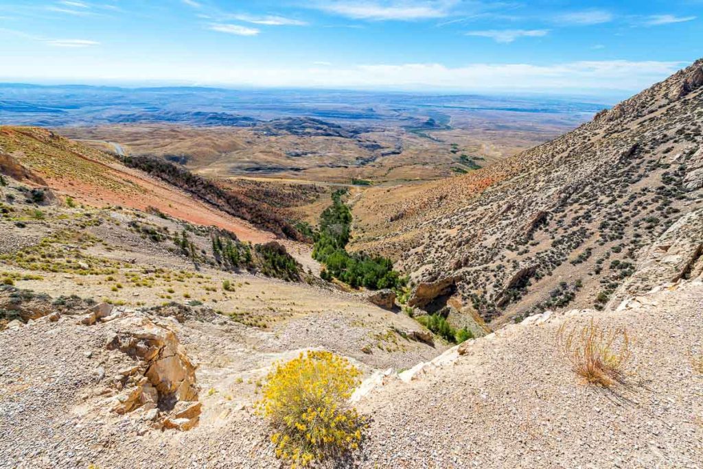 Beautiful landscape looking down from the Bighorn Mountain Range near Sheridan, Wyoming