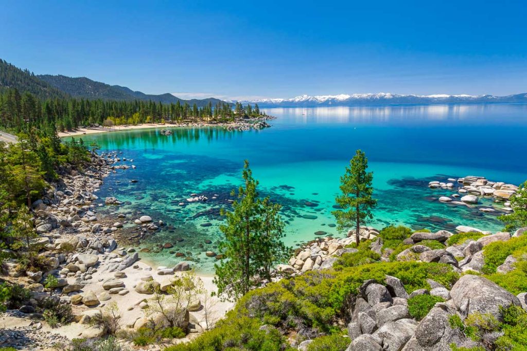 California, Lake Tahoe in clear blue water