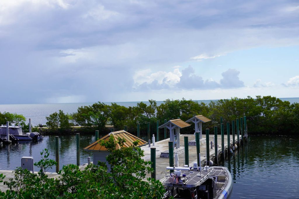 Florida, Biscayne National Park, Convoy Point marina area with calm coastal waters