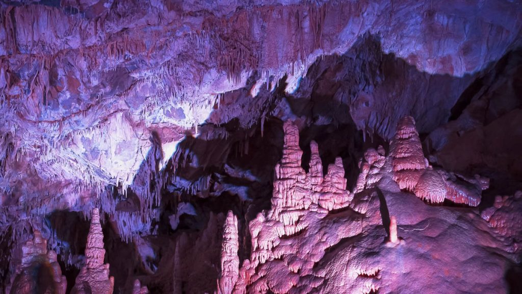 Lewis and Clark Caverns, Montana, limestone formations inside the Paradise Room cave interior