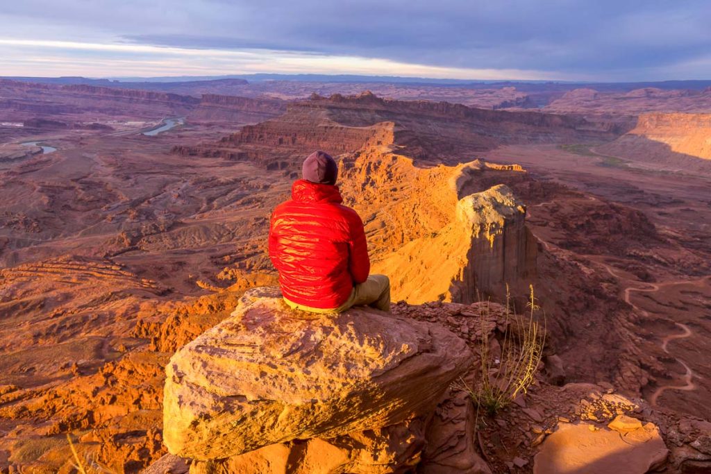 Utah, Canyonlands NP, Maze Man on the sheer cliff