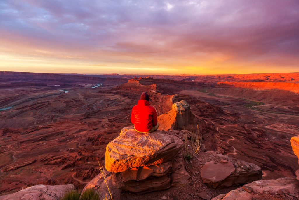 Utah, Canyonlands NP, Maze Man on the sheer cliff