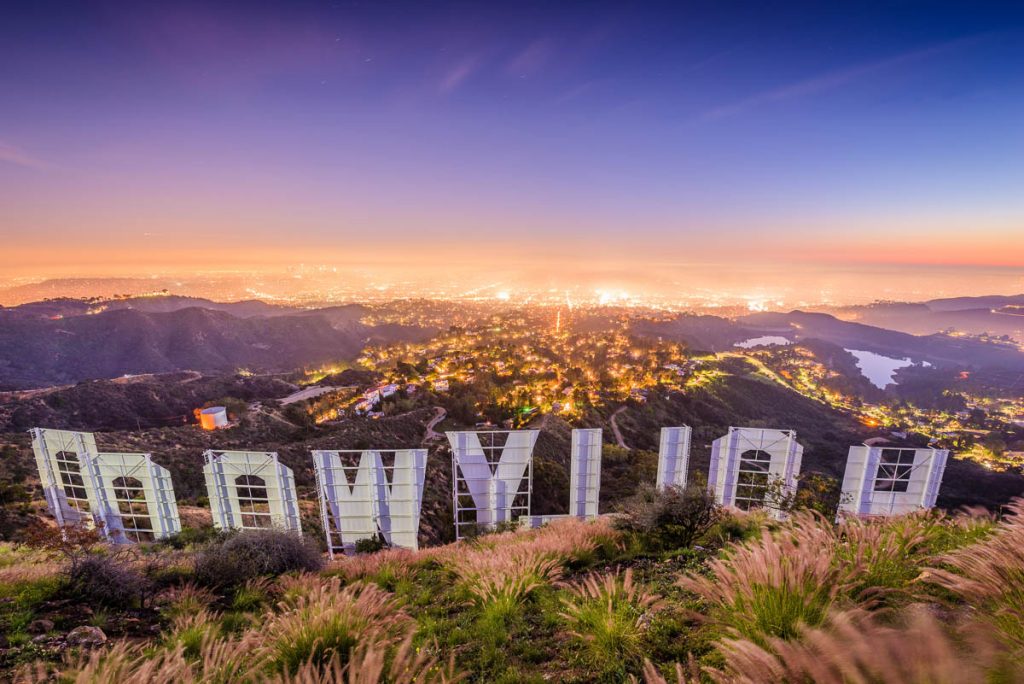 California, Hollywood Sign overlooking Los Angeles from Griffith Park hills