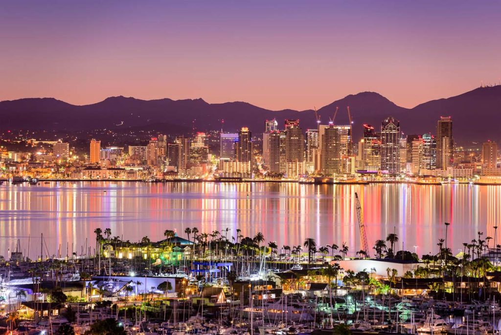 California, San Diego skyline overlooking the bay with modern downtown high-rises