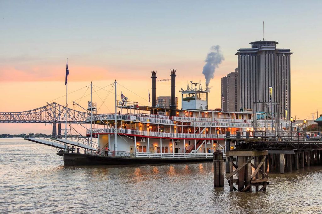 New Orleans paddle steamer in Mississippi river in New Orleans, Louisiana