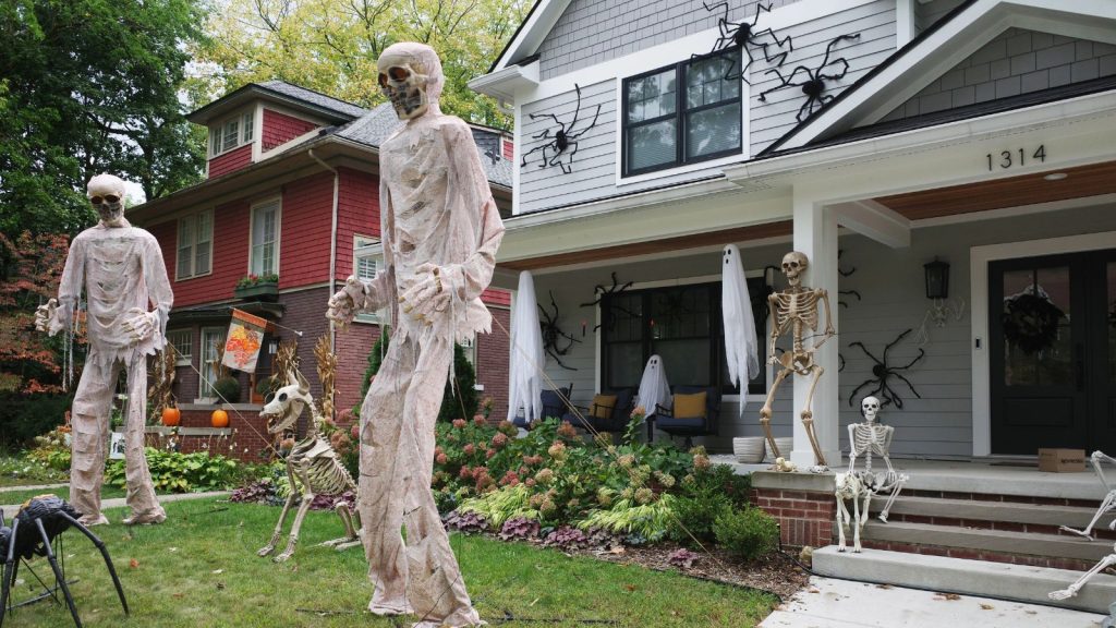 Halloween Decorations on a Suburban House