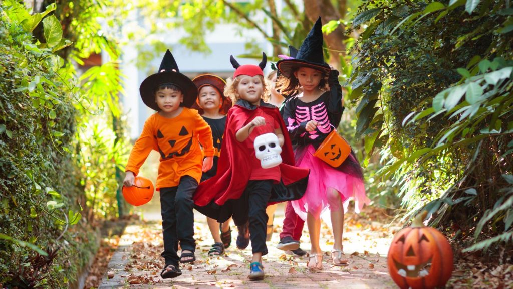 Kids trick or treat Halloween fun for children